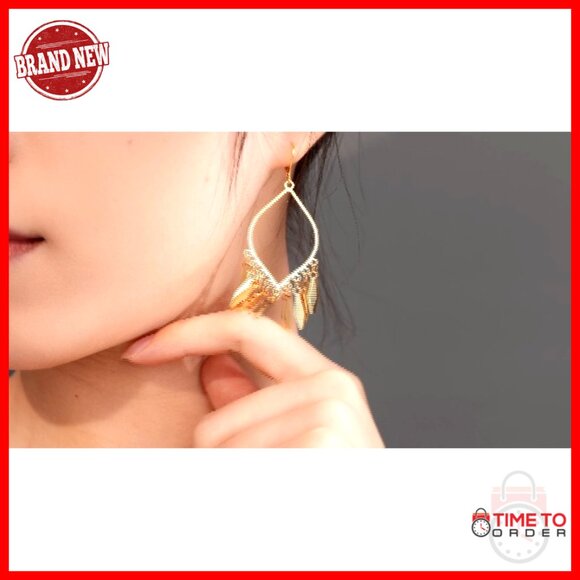 Large Statement Dangle Earrings, Stainless Steel, Lever Back, 74mm - Picture 7 of 7